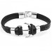 Bratara piele Black Anchor